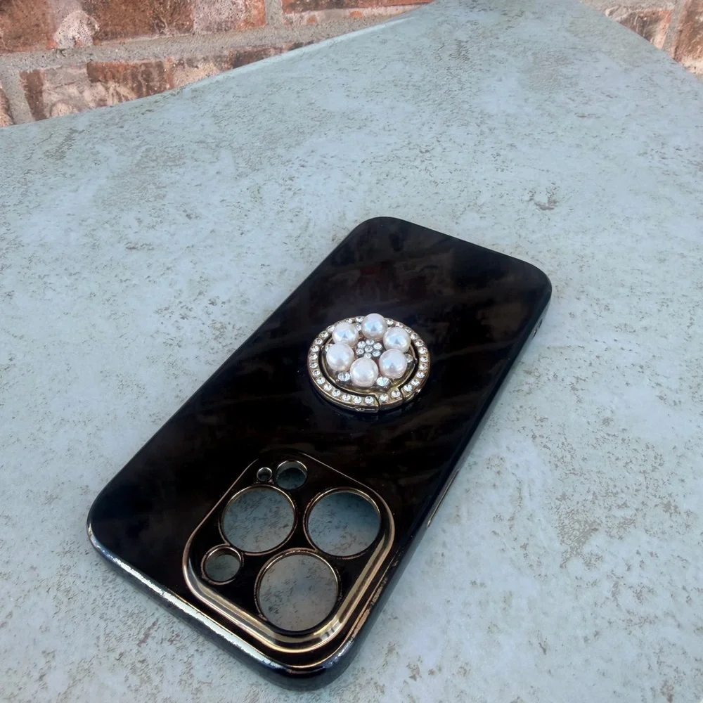 Luxury Black Phone Case with Ring Holder iPhone 14 Pro